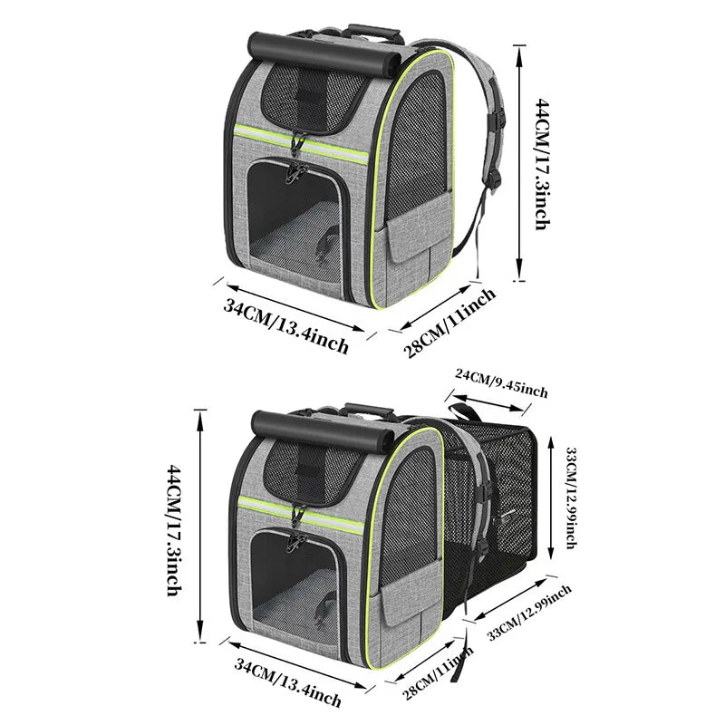 Sac dos chat extensible – ouverture principale et latérale accès facile